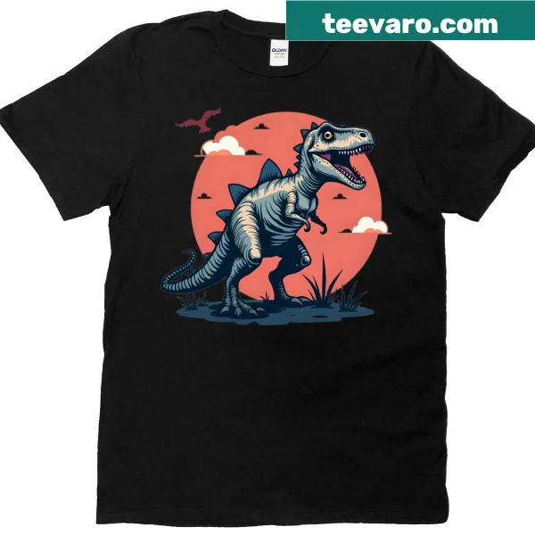 Dramatic t-shirt featuring a fierce dinosaur graphic
