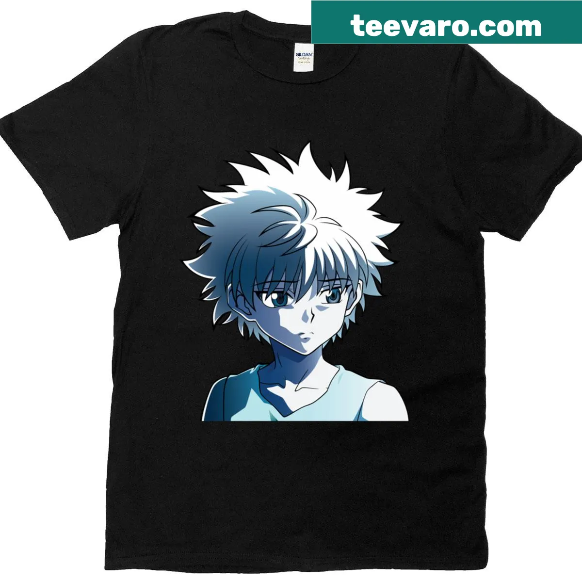 Illustration of Killua Zoldyck from anime on a t-shirt — on a men's t-shirt