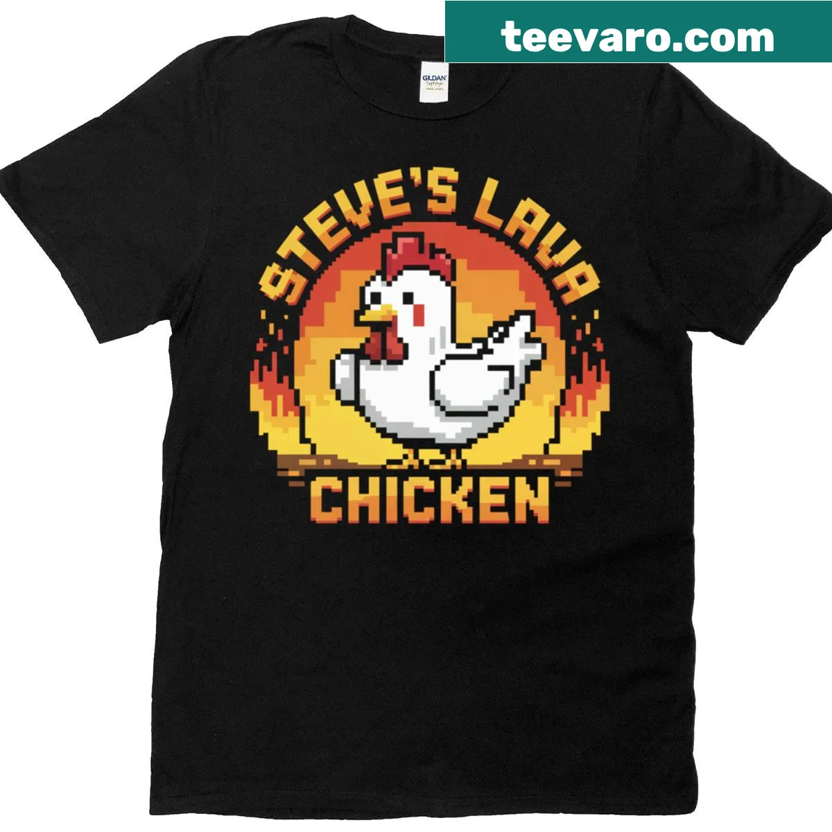 Funny Lava Chicken meme gaming t-shirt for kids. — on a men's t-shirt