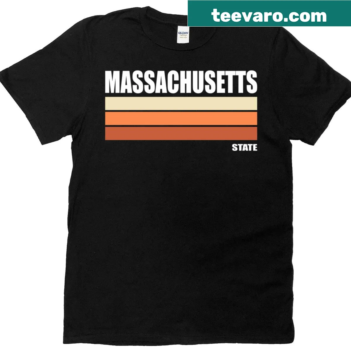 Massachusetts State Retro Style Oversized T-shirt featuring state outline — on a men's t-shirt
