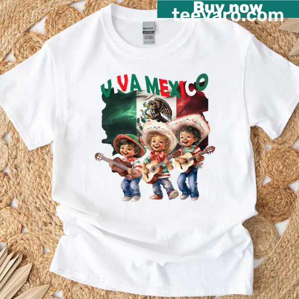 T-shirt for kids with maracas and guitar celebrating Mexican Independence