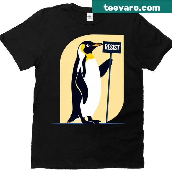 Minimalist penguin rebel design t-shirt