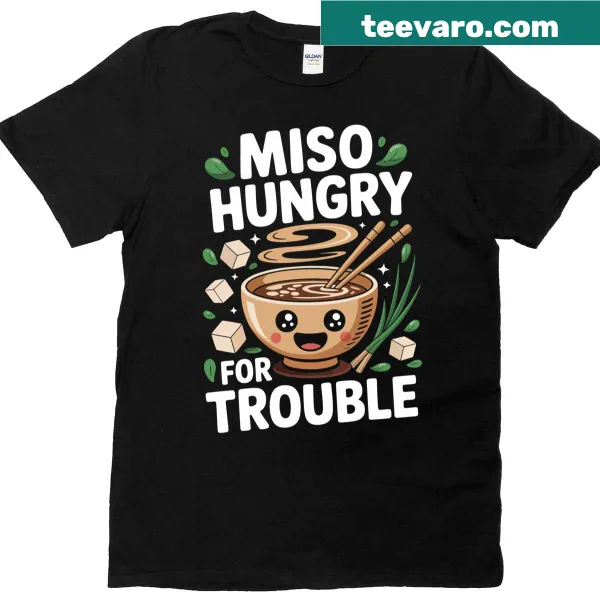 Cute miso soup graphic t-shirt with friendly character
