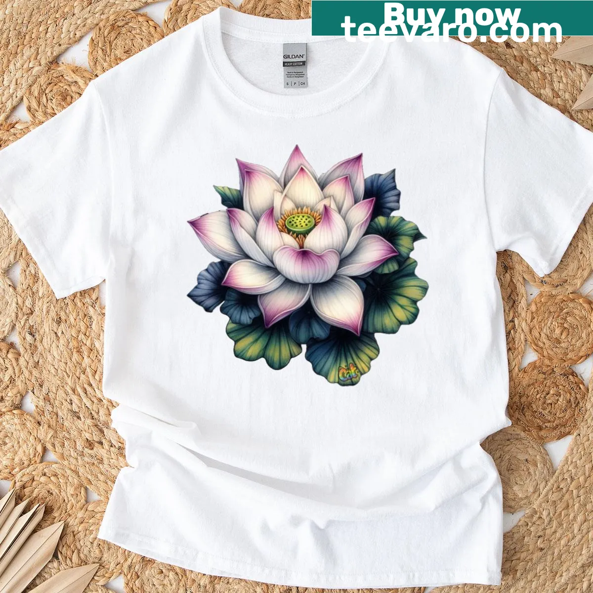 Watercolor graphic of moonlit flowers on a T-shirt — on a men's t-shirt