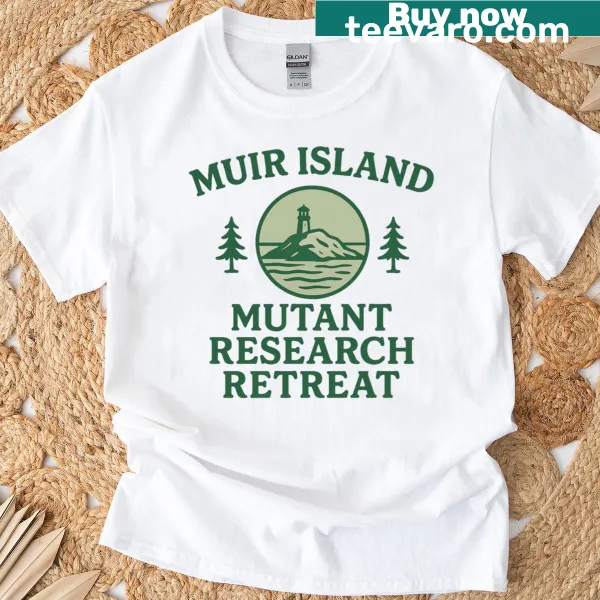 Vintage-style graphic referencing Muir Island mutants on a T-shirt