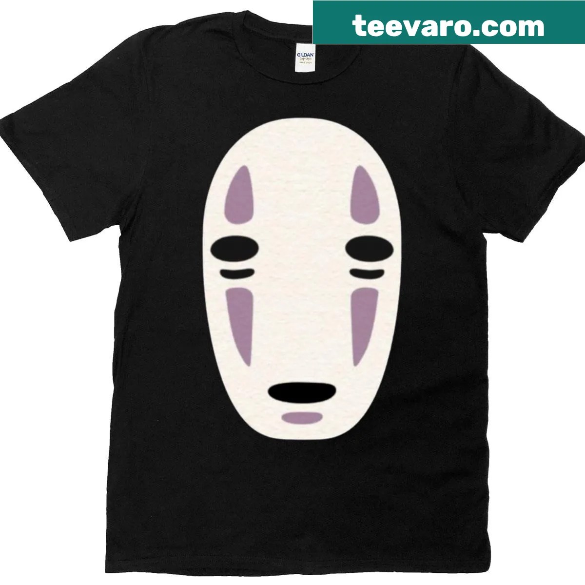 Minimalist T-shirt featuring a spirit mask design — on a men's t-shirt