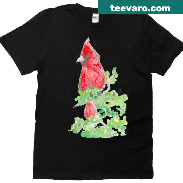 Watercolor t-shirt featuring a Northern Cardinal illustration