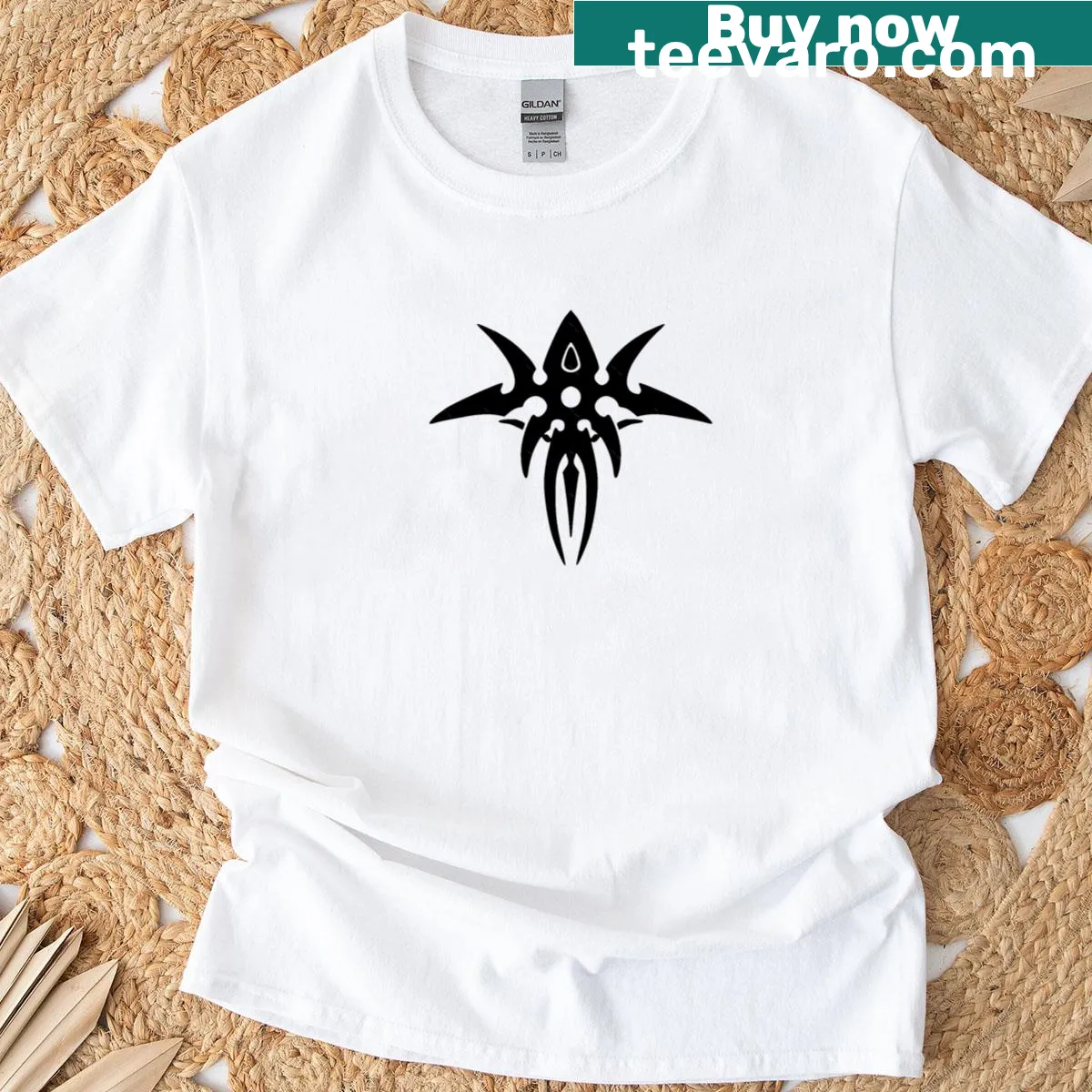 Exile logo design on a black T-shirt — on a men's t-shirt