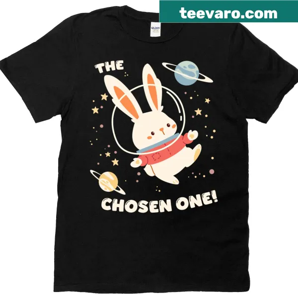 Illustration of an Easter Bunny in space with 'The Chosen One' text
