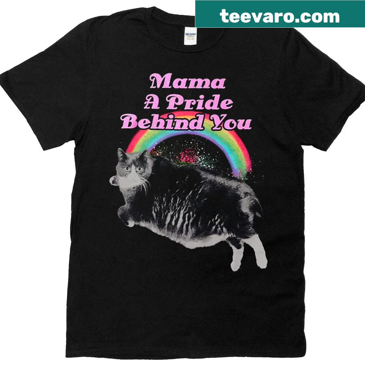 Adorable cat graphic t-shirt with a message of pride and support — on a men's t-shirt