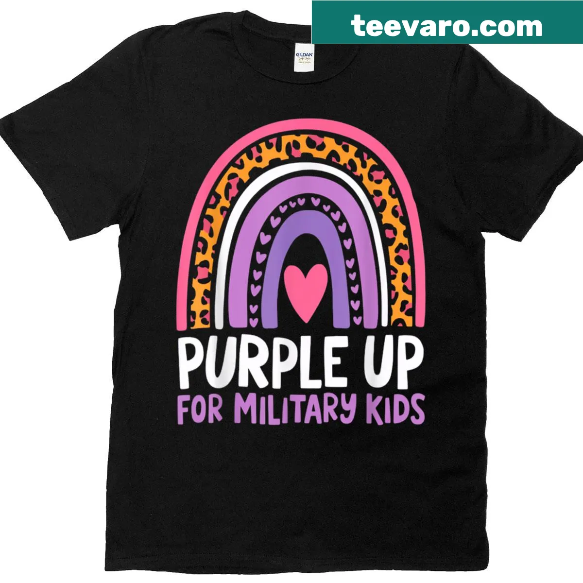 Supportive t-shirt for Military Kids Month with a rainbow design — on a men's t-shirt