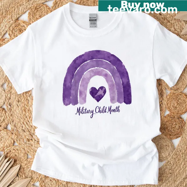 Illustrated rainbow design celebrating Military Child Month for kids