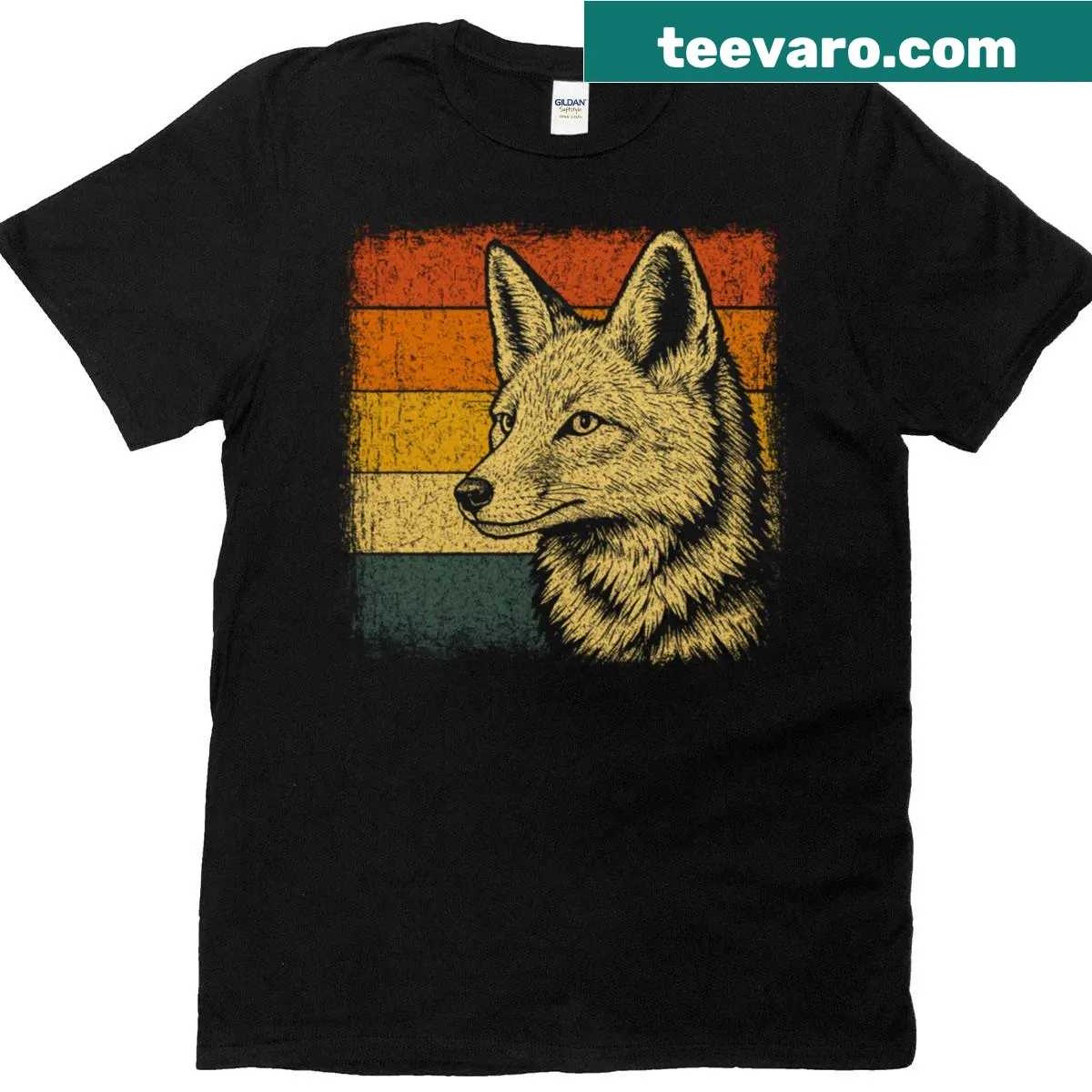 Vintage illustrated fox graphic on a t-shirt — on a men's t-shirt