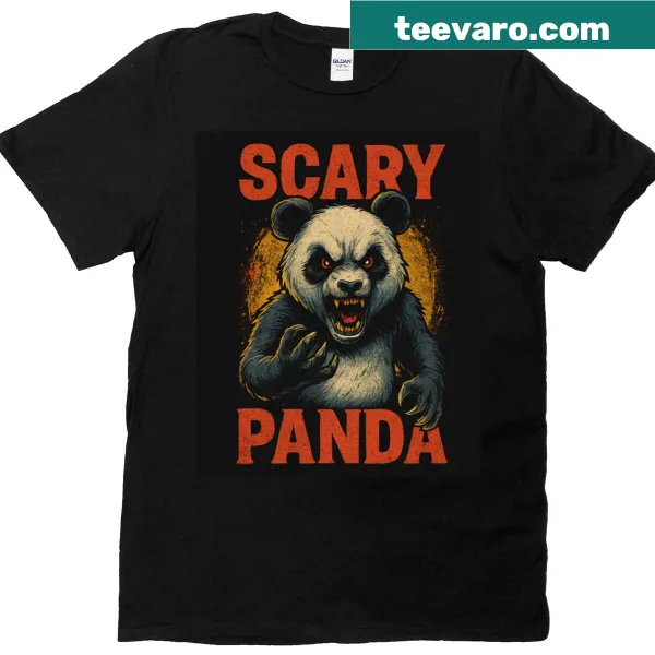 Cartoon panda horror graphic t-shirt