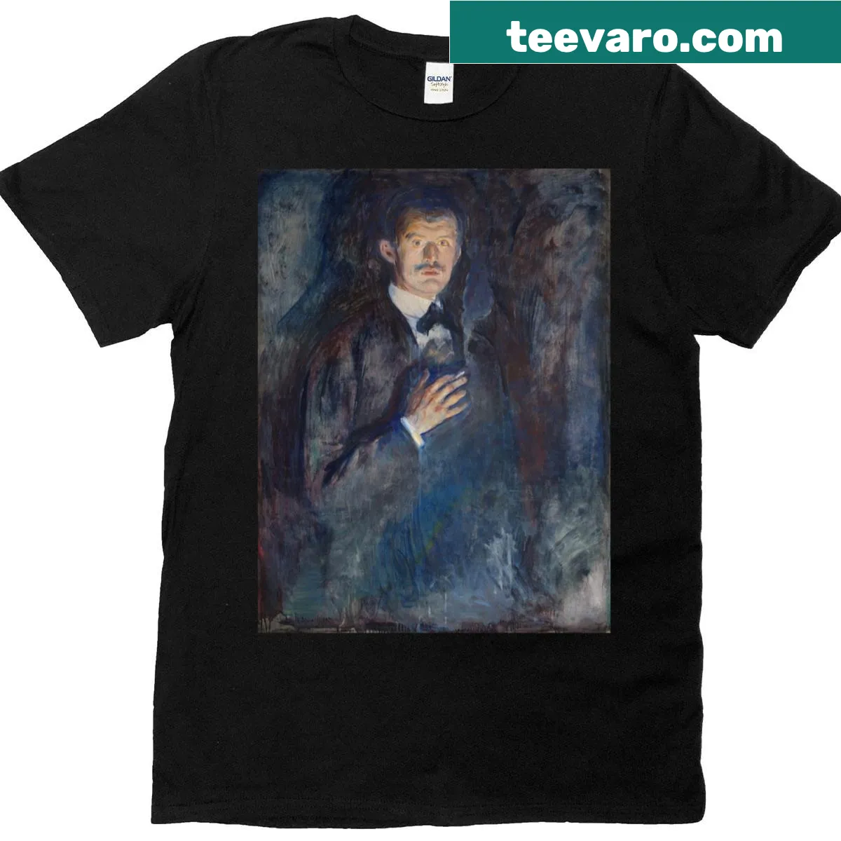 Hand-lettered self-portrait graphic oversized t-shirt — on a men's t-shirt