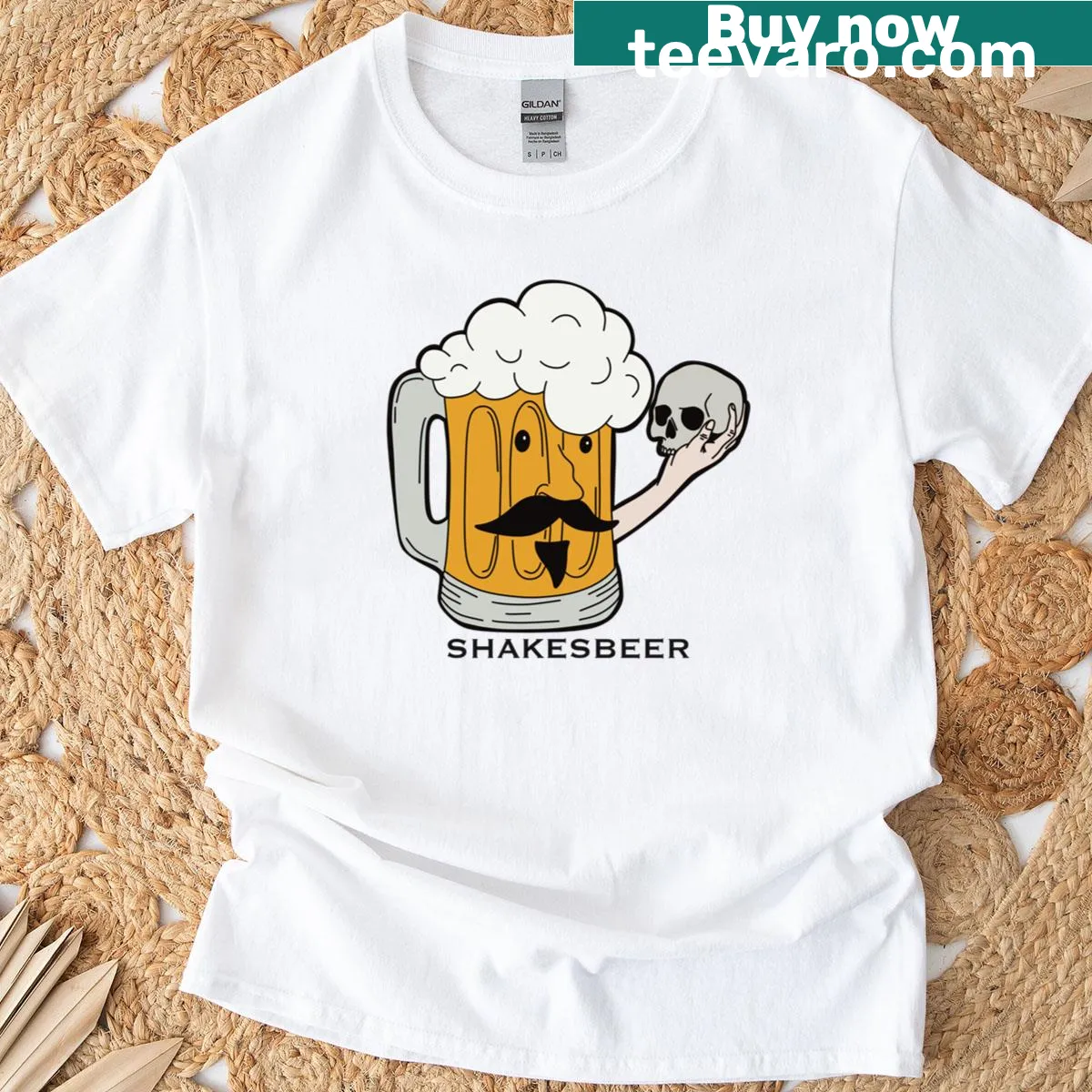 Humorous graphic text about beer on T-shirt — on a men's t-shirt