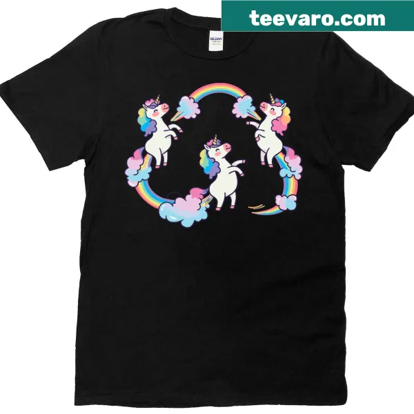 Illustration of a rainbow with whimsical elements on t-shirt
