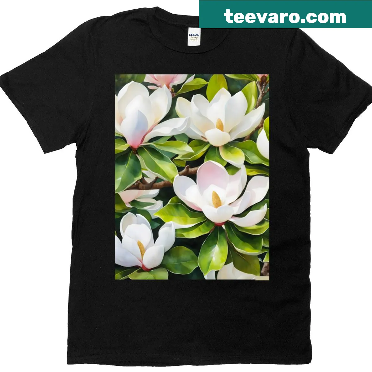 Oversized T-shirt with magnolia floral design — on a men's t-shirt