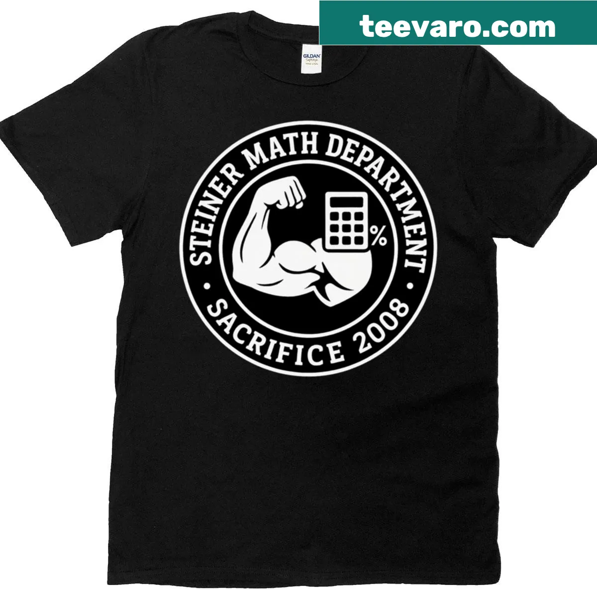 Typographic design of 'Steiner Math' on a student T-shirt — on a men's t-shirt