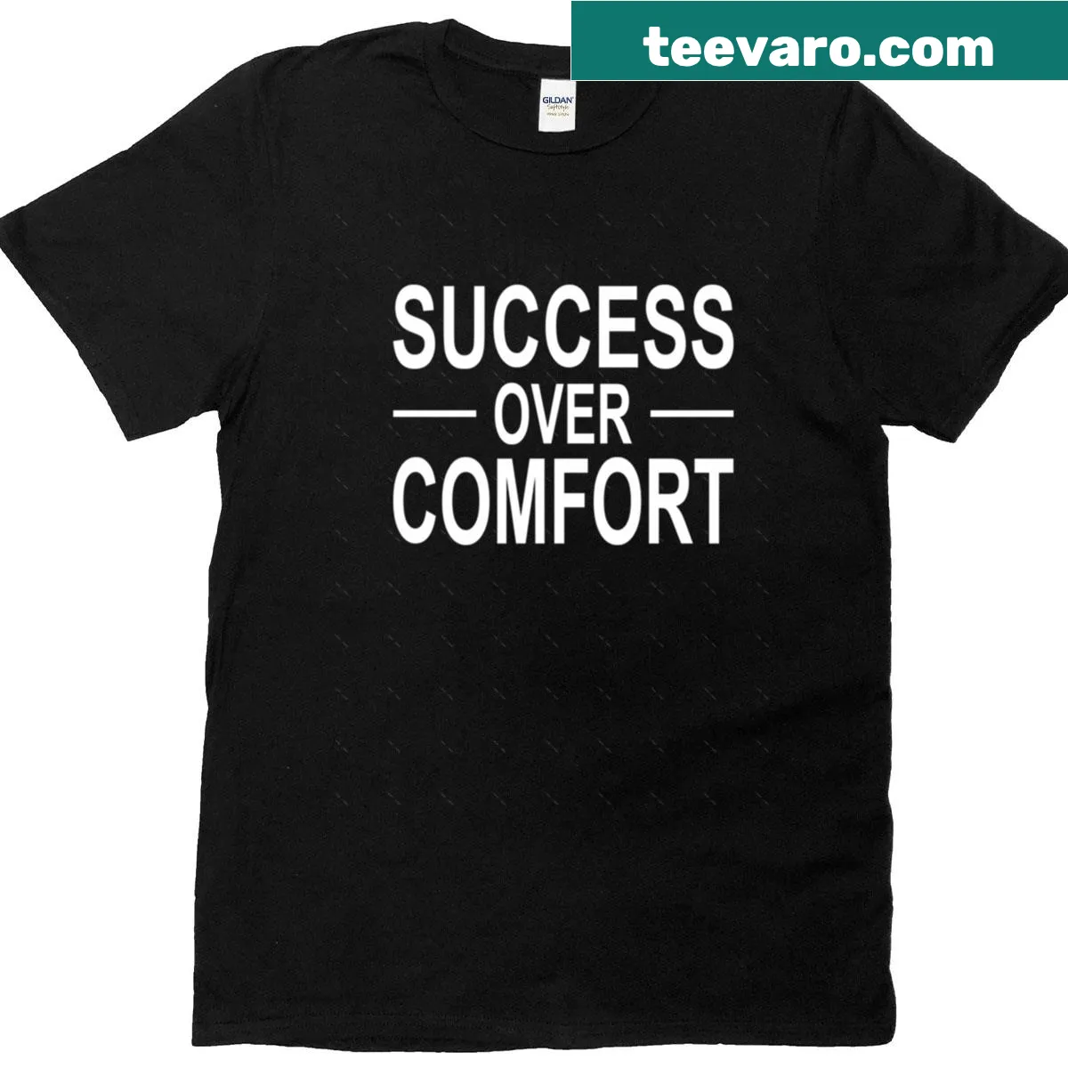 Text design 'Success Over Comfort' on an oversized T-shirt — on a men's t-shirt