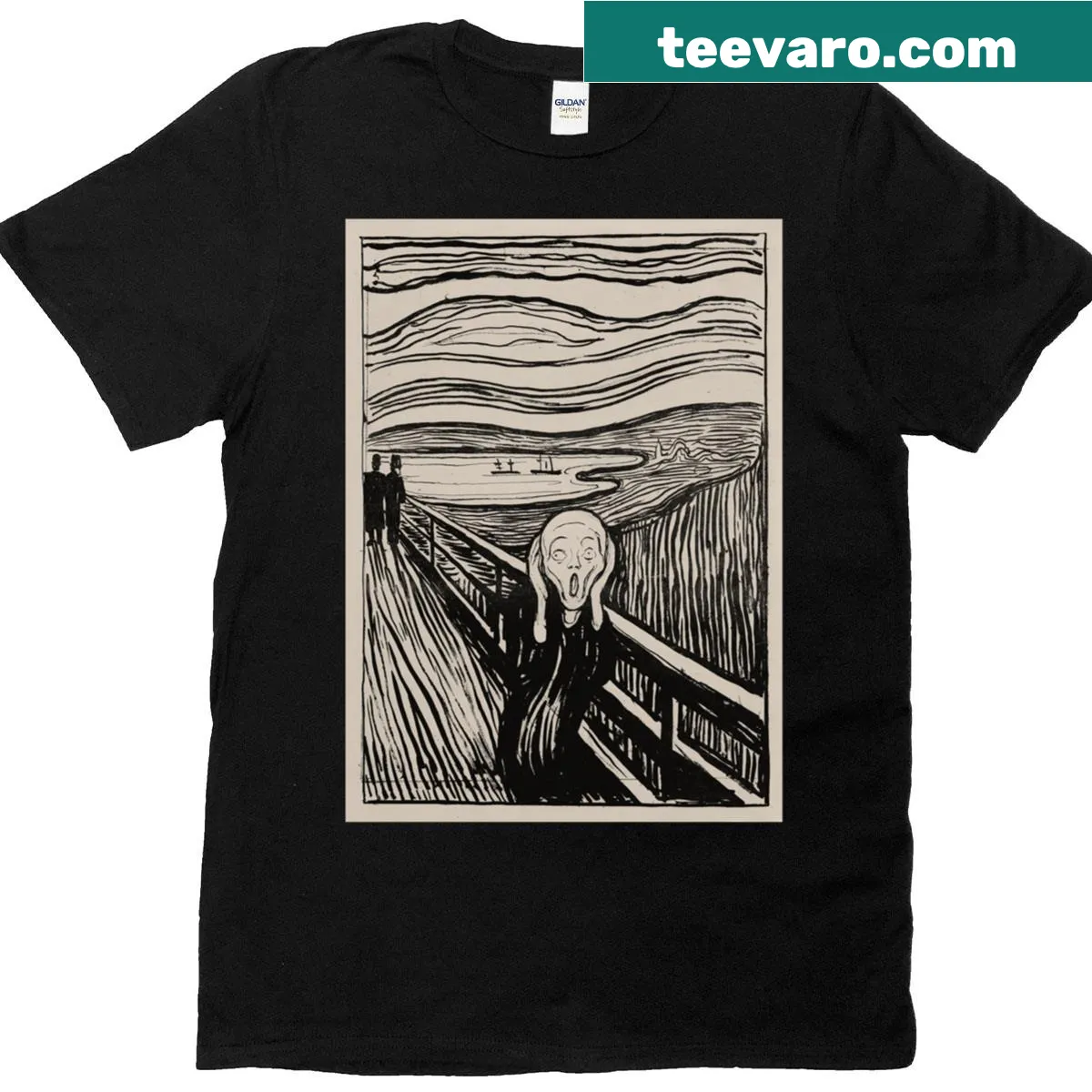 Oversized t-shirt inspired by 'The Scream' minimalist design — on a men's t-shirt