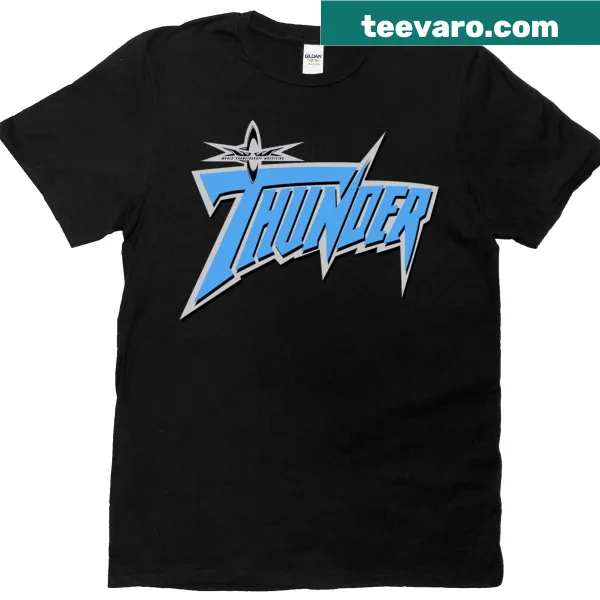 Bold graphic T-shirt depicting abstract thunder and lightning design.