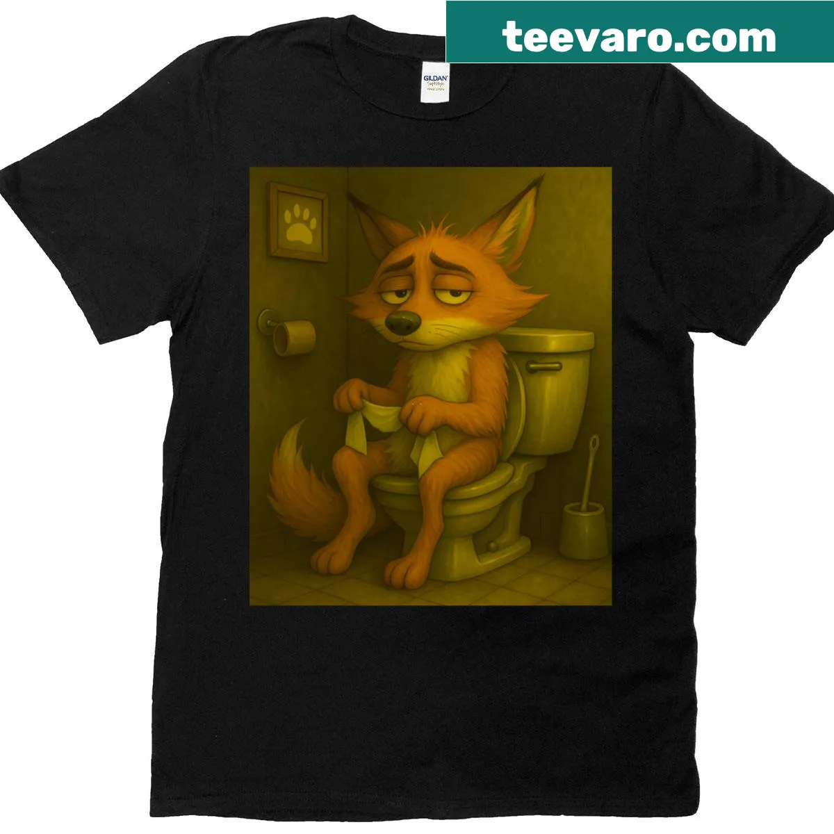 Funny fox graphic on an oversized T-shirt — on a men's t-shirt