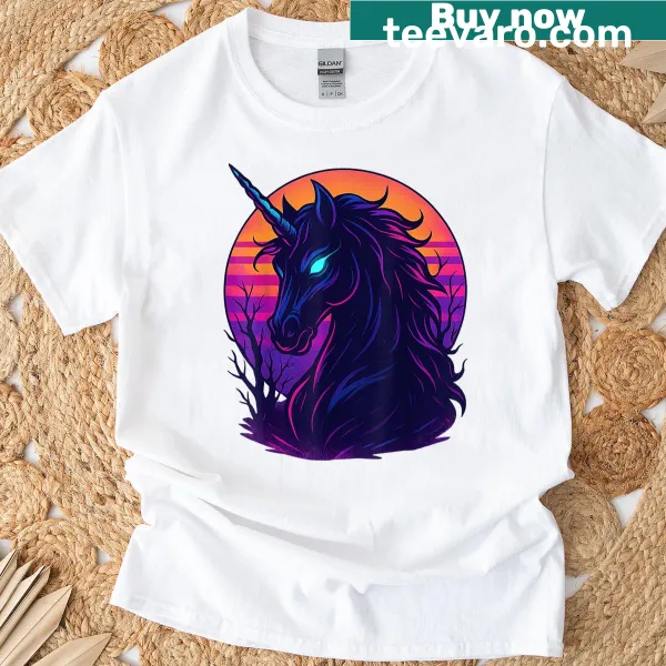 Twilight Terror Unicorn T-shirt with a fierce unicorn design