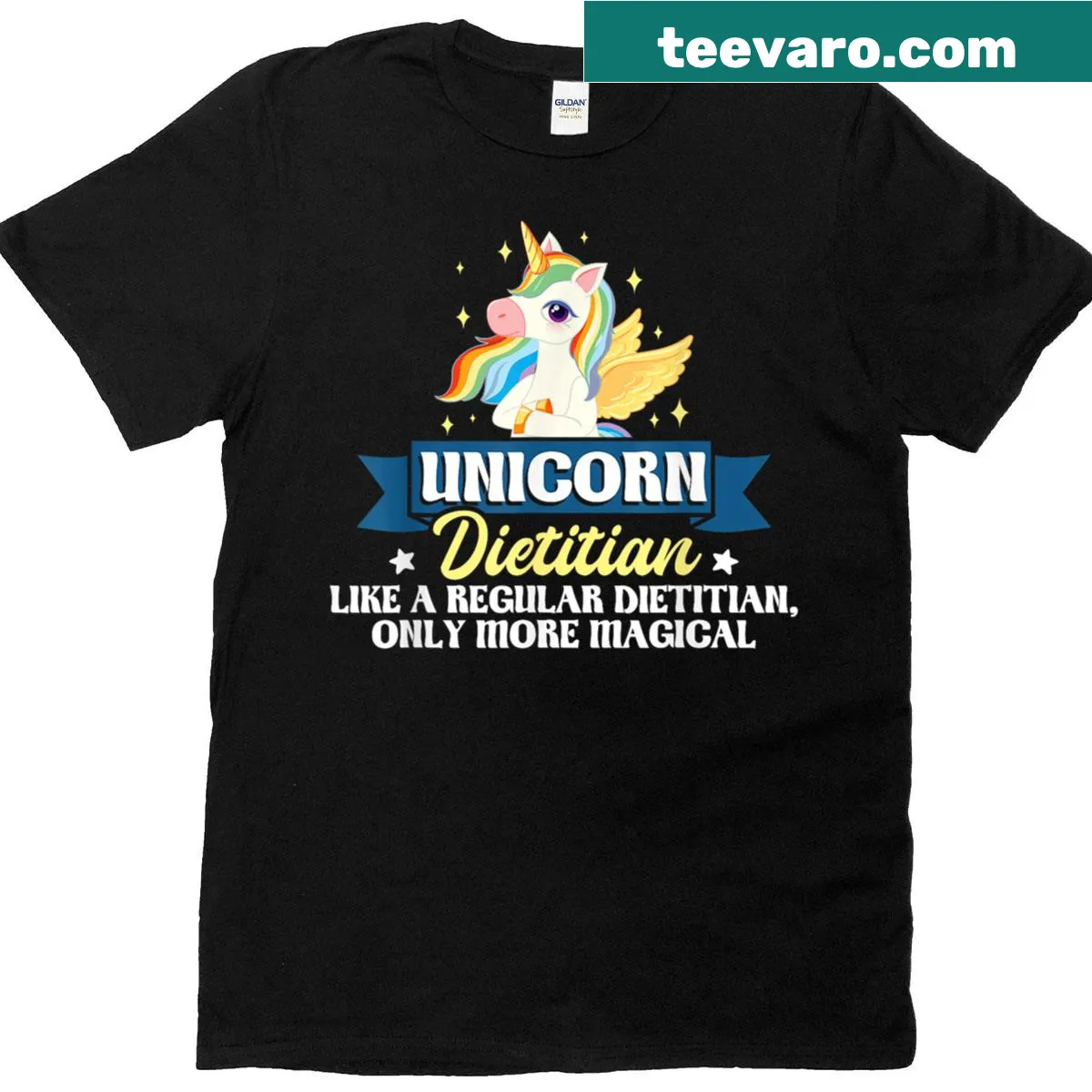 Unicorn graphic with 'Dietitian' text on a T-shirt — on a men's t-shirt
