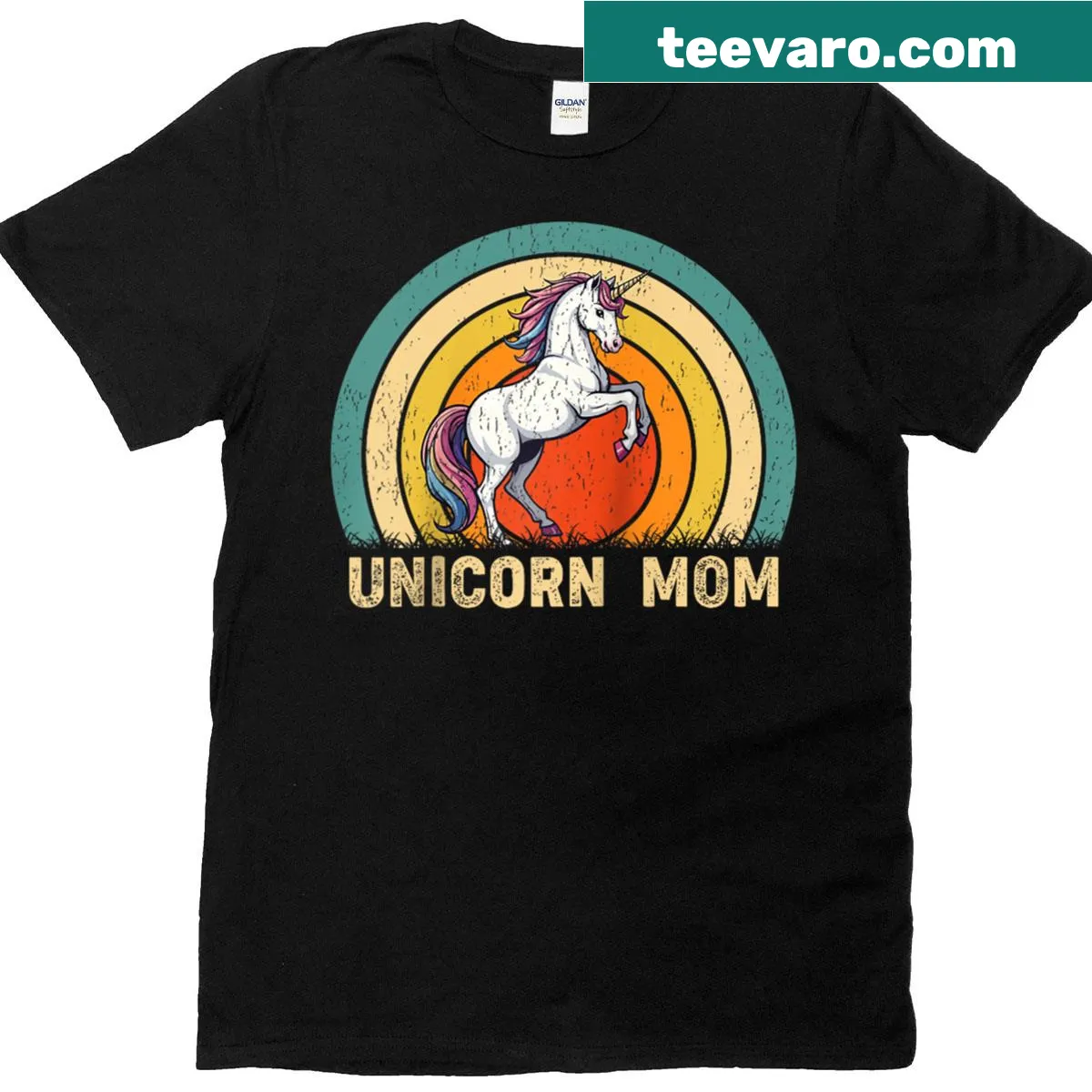 Illustration of a unicorn on a women's baseball tee — on a men's t-shirt