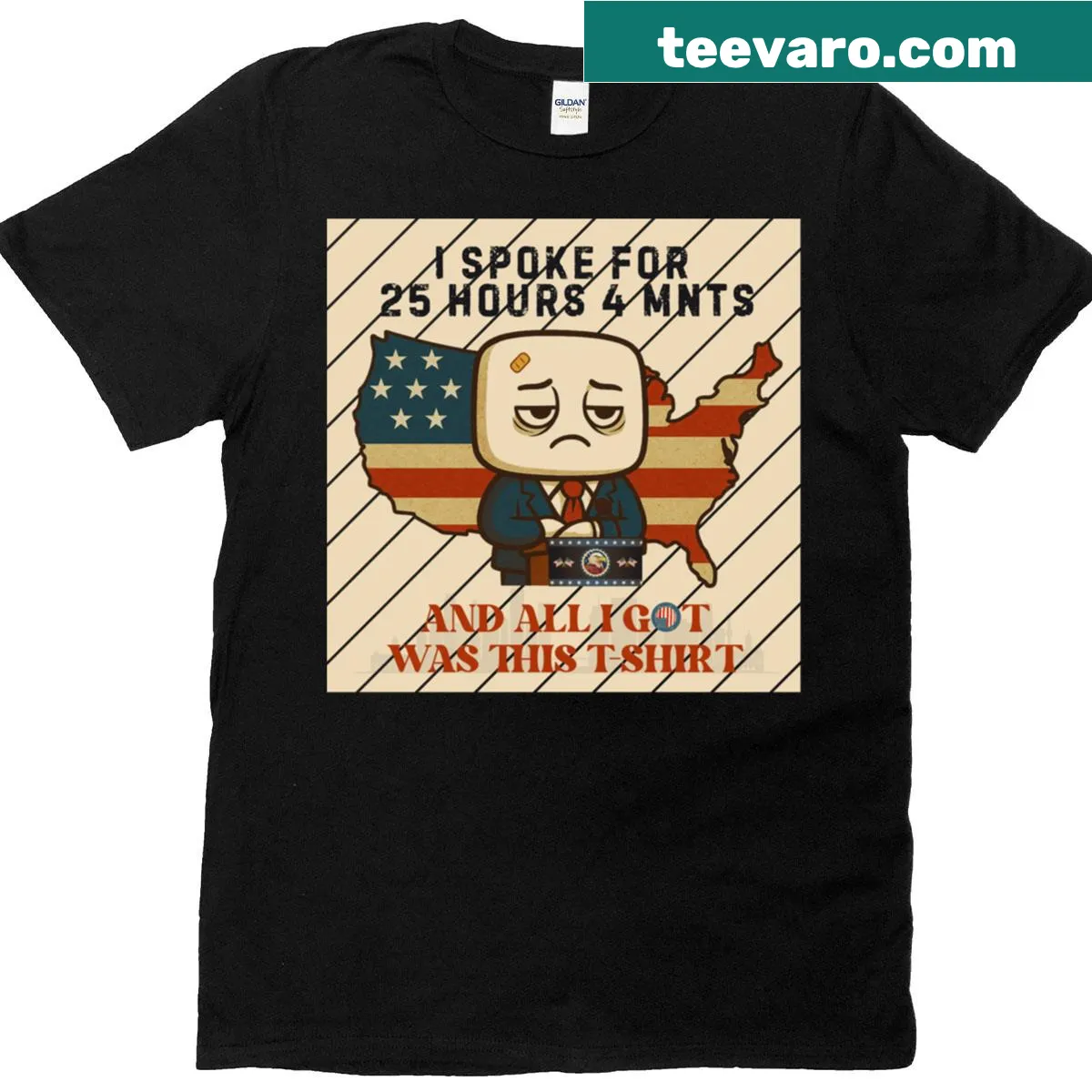 T-shirt with 'United States Of Exhaustion' graphic — on a men's t-shirt