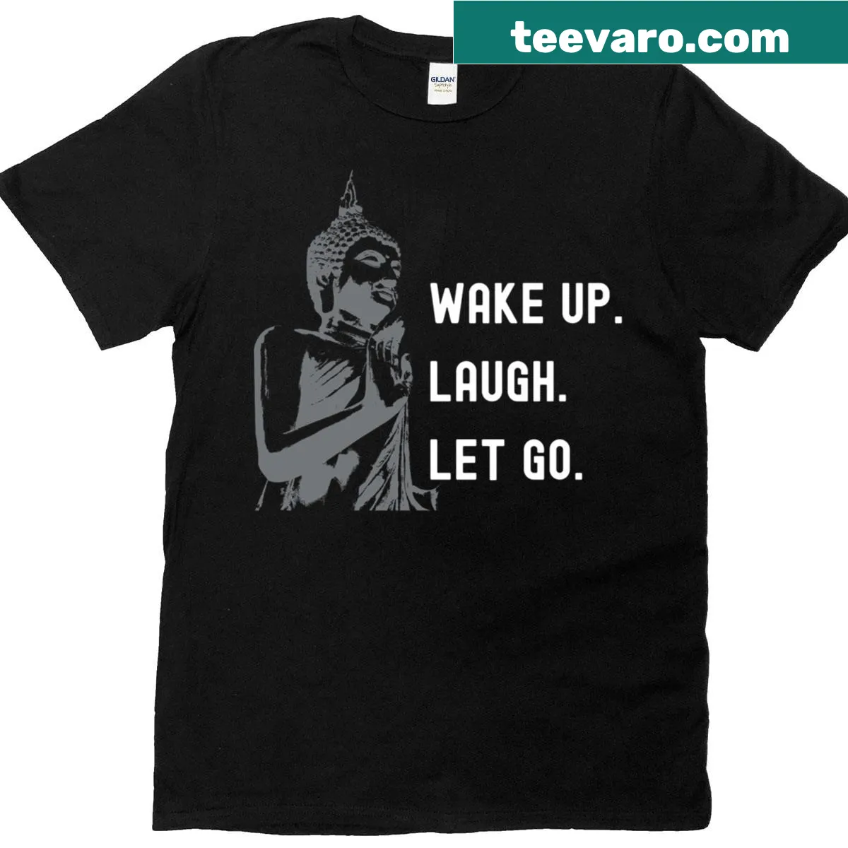 Mindfulness T-shirt with Buddha graphic and positive message — on a men's t-shirt