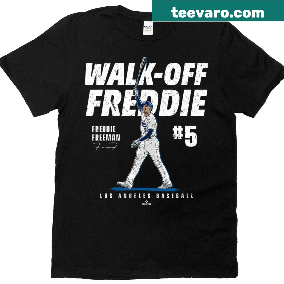 Freddie Freeman walk-off moment t-shirt with MLBPA logo — on a men's t-shirt