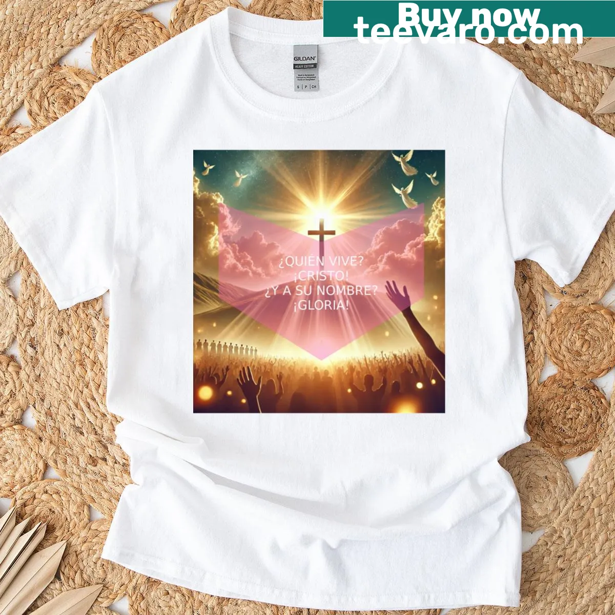 Inspirational Christian t-shirt with a typographic design about Christ — on a men's t-shirt