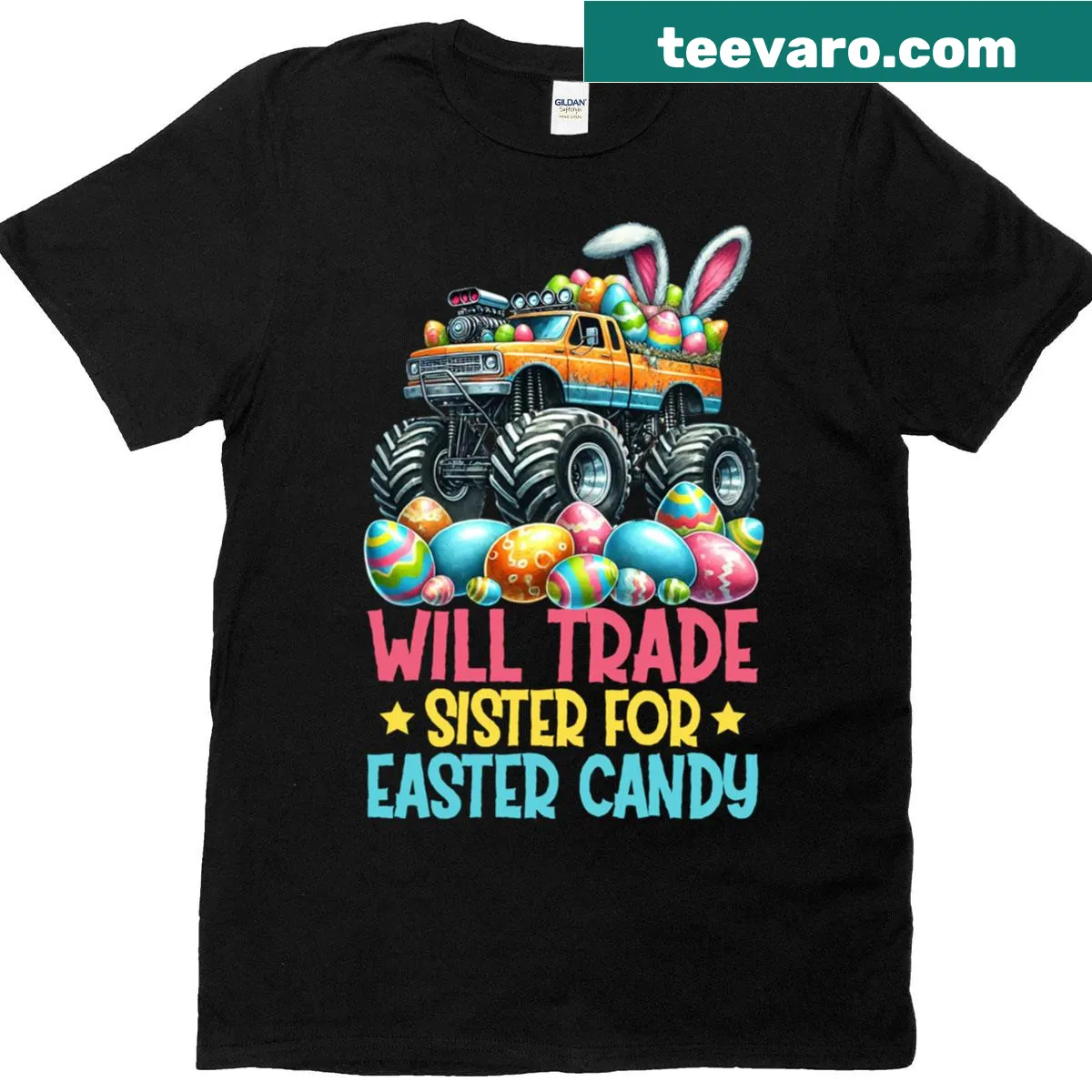 Funny T-shirt for kids with the phrase about trading for Easter candy — on a men's t-shirt