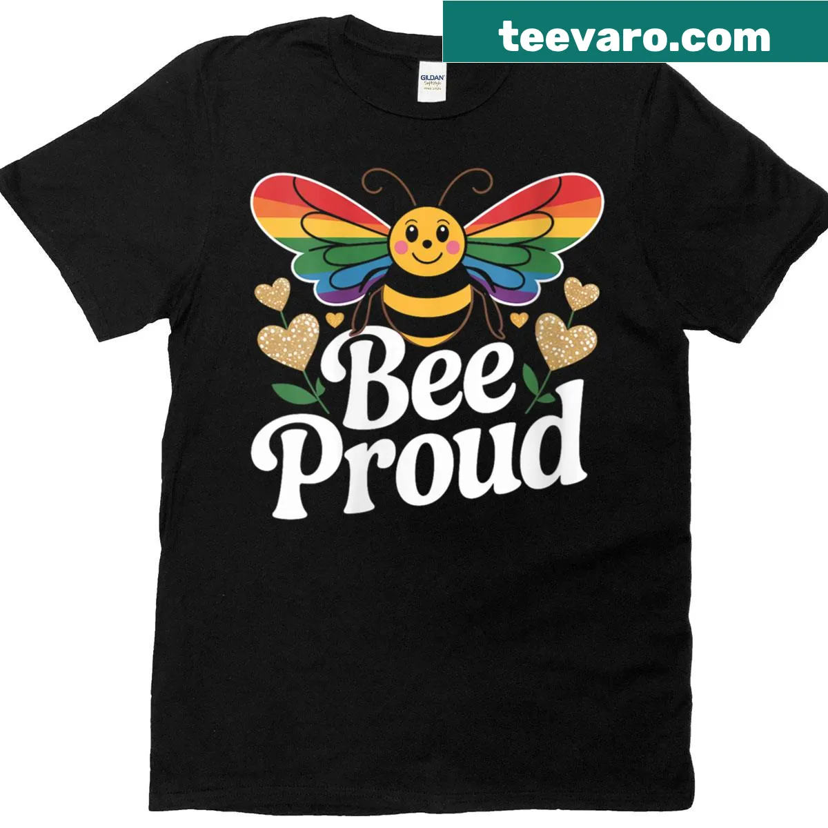 Cute rainbow bee illustration on a women's LGBTQ pride T-shirt. — on a men's t-shirt