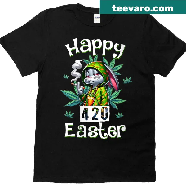 Funny Easter t-shirt with smoking bunny for 420 celebration