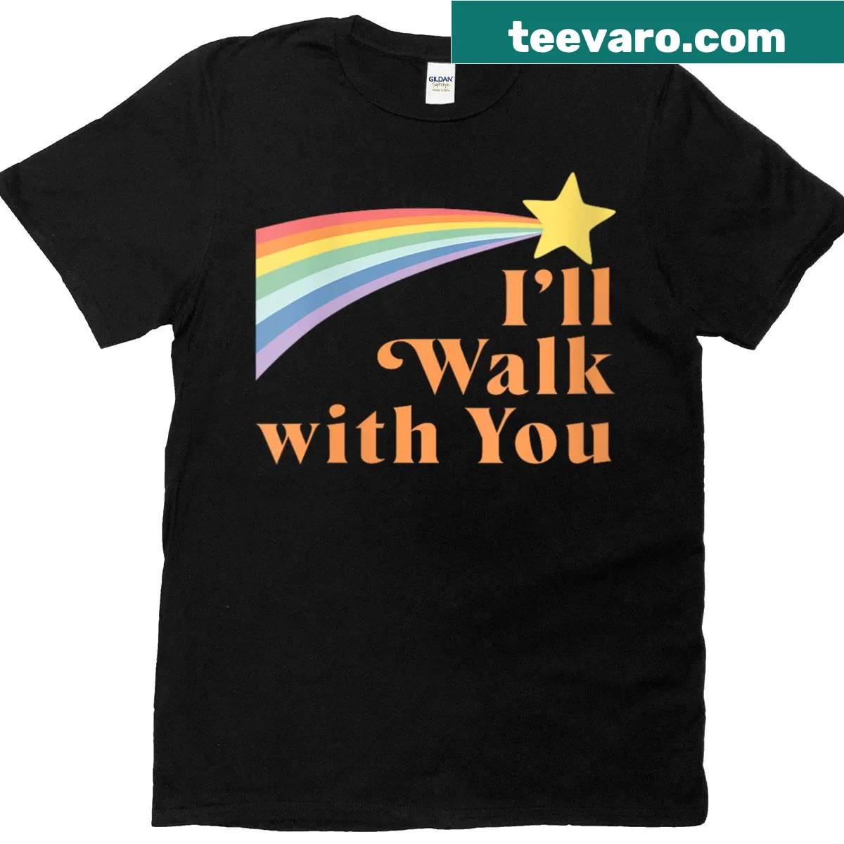 Inspirational rainbow-themed shirt with lyric design — on a men's t-shirt