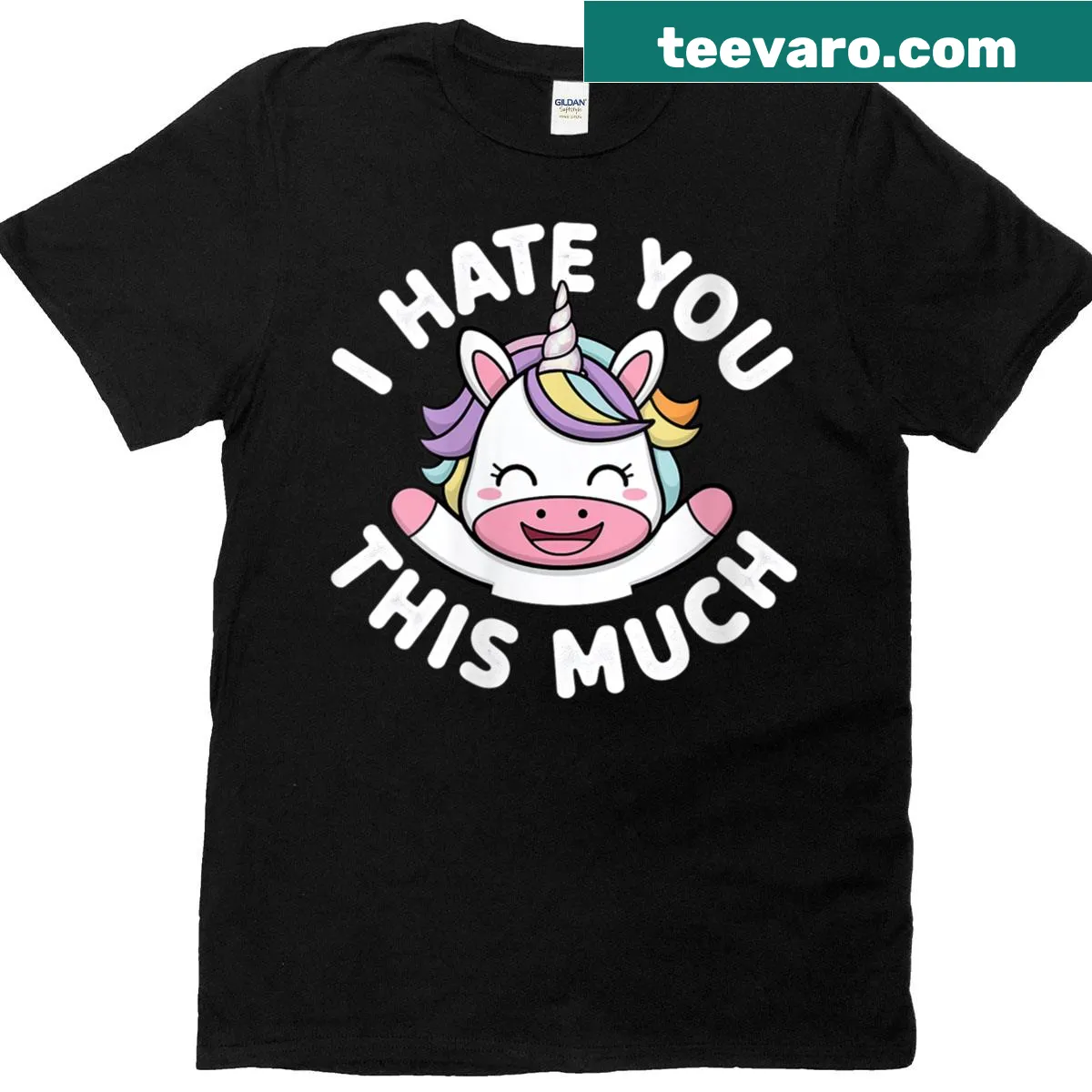 Cute kawaii unicorn graphic with loving feelings — on a men's t-shirt