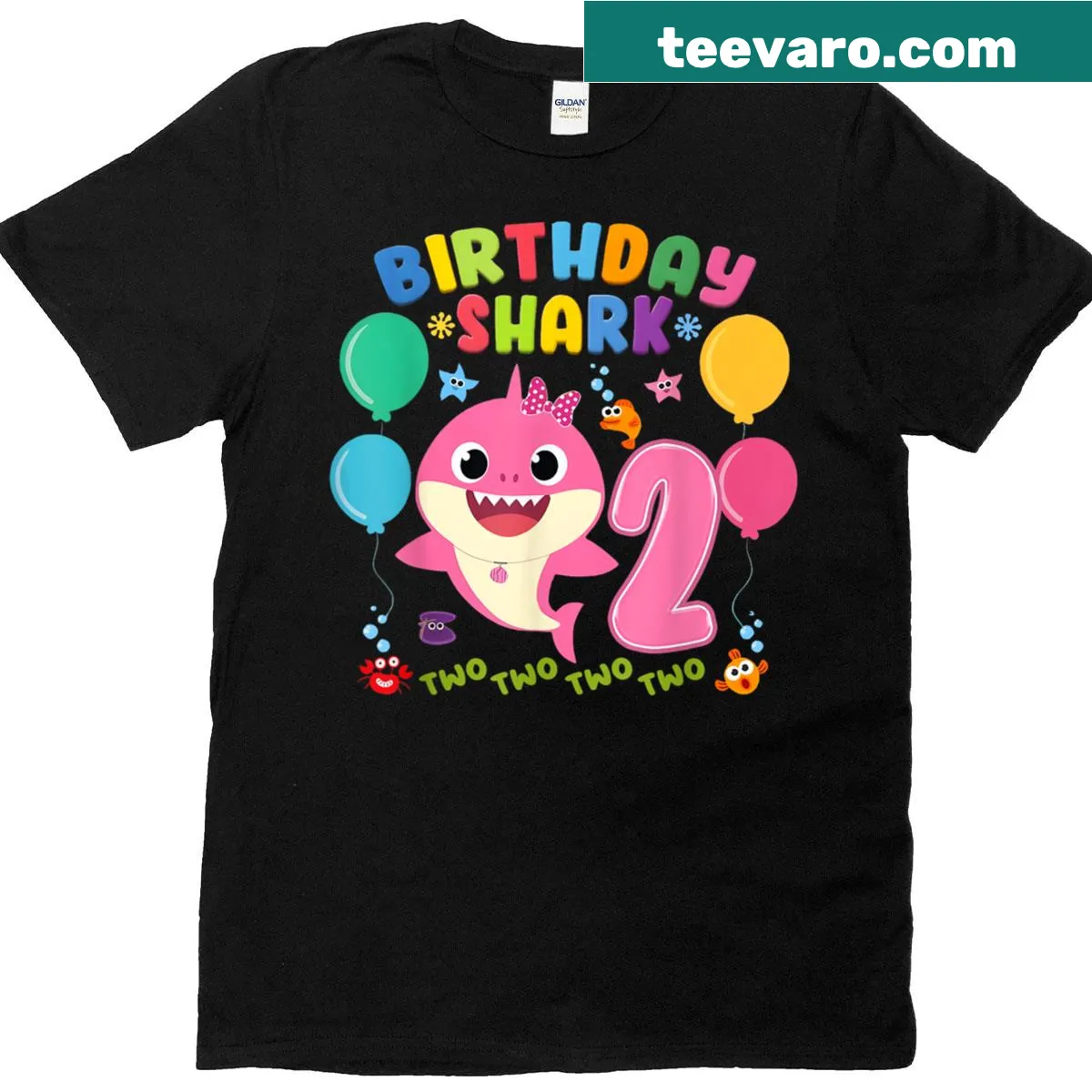 Cute toddler t-shirt with playful shark design for 2nd birthday — on a men's t-shirt