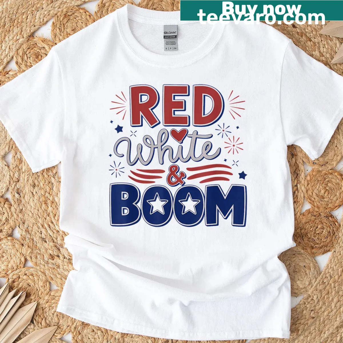 Patriotic t-shirt for Independence Day with festive message — on a men's t-shirt