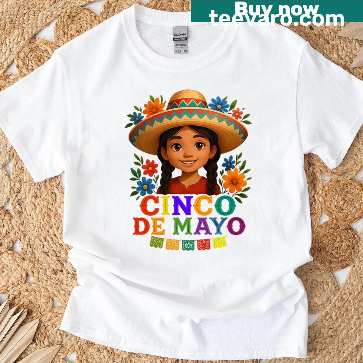 Anime girl design T-shirt celebrating Cinco de Mayo — on a men's t-shirt