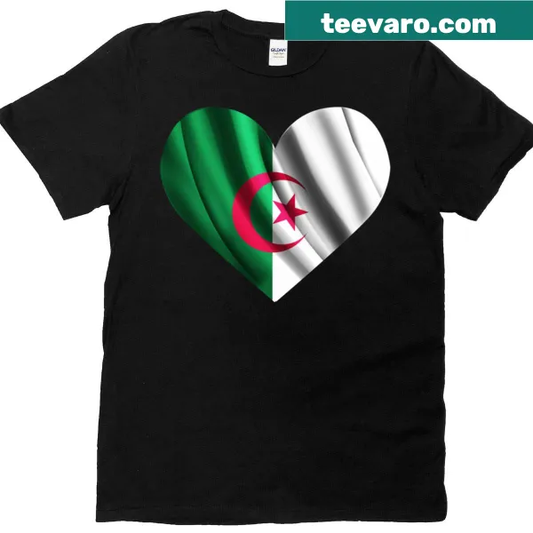 Heart design with Algeria flag colors and emblem