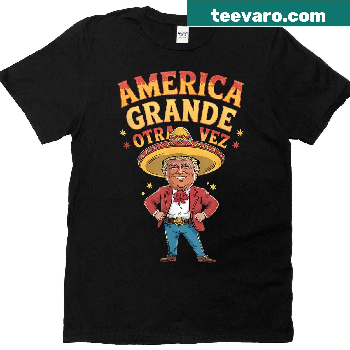 Typographic T-shirt featuring playful political humor about America — on a men's t-shirt