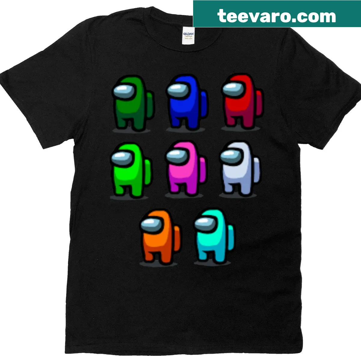 Illustrative Among Us T-shirt with game characters — on a men's t-shirt