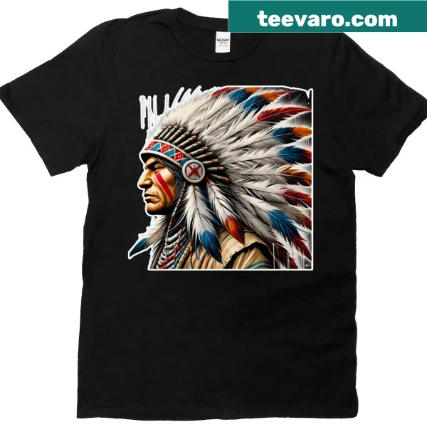 Illustration of an Apache warrior on an oversized t-shirt
