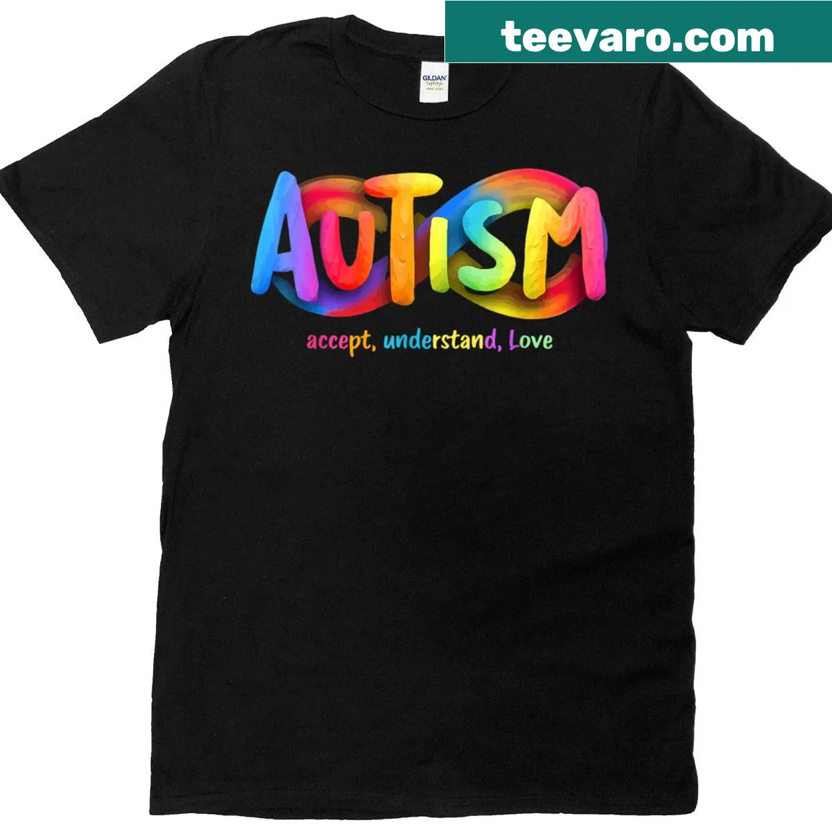 T-shirt promoting autism awareness with the message Accept Understand Love — on a men's t-shirt