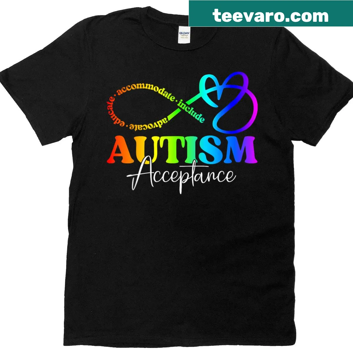 Infinity symbol T-shirt promoting autism acceptance — on a men's t-shirt