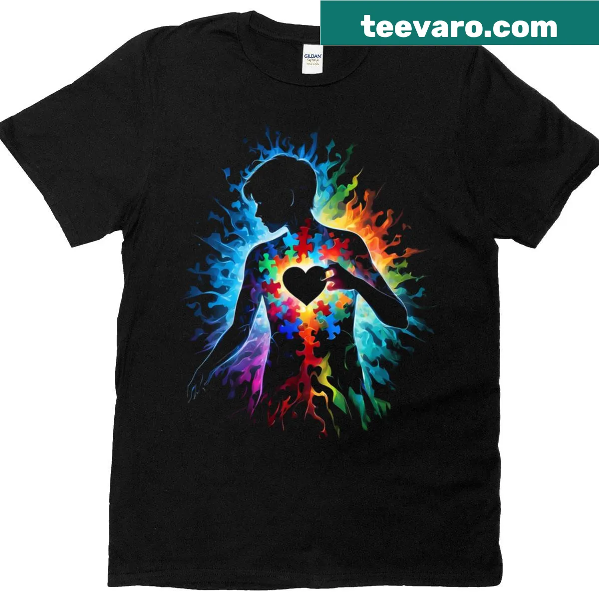 T-shirt with the phrase 'Different Not Less' promoting autism awareness. — on a men's t-shirt