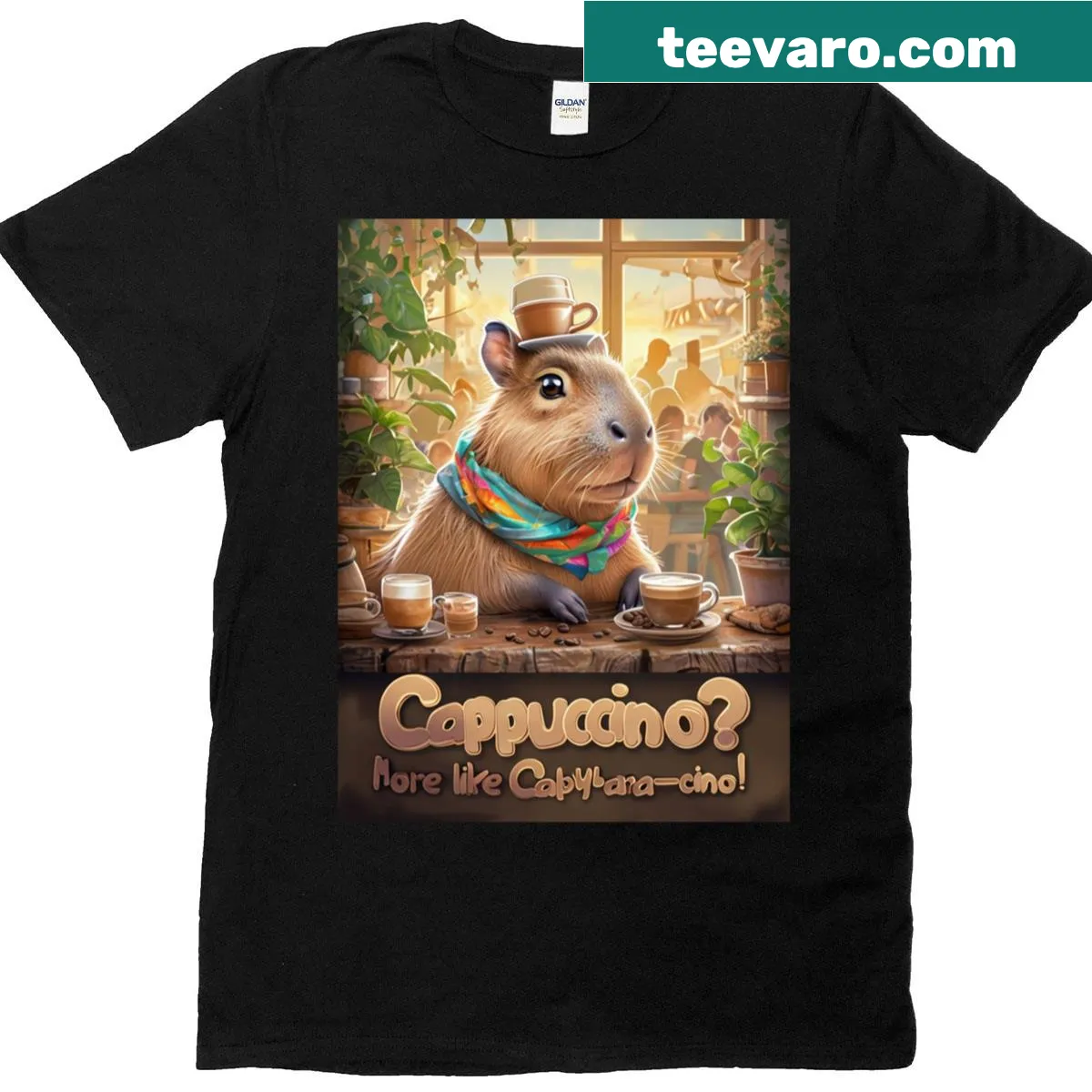 Oversized T-shirt featuring a funny capybara meme — on a men's t-shirt